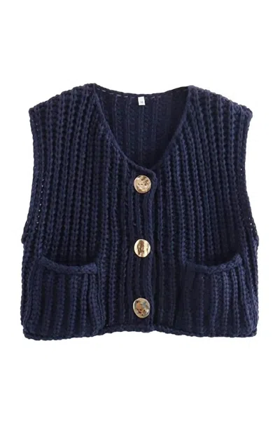 Sundayup Women's Golden Girl Knitted Vest In Navy In Blue