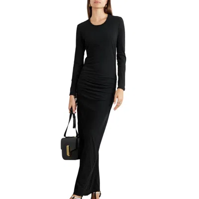 James Perse Skinny Cotton Crew Dress In Black In Black