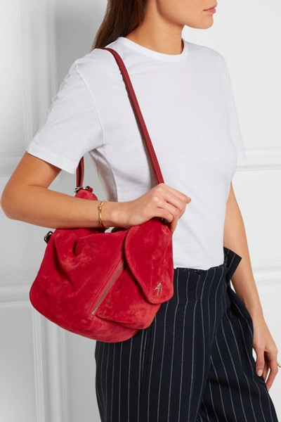 Shop Manu Atelier Fernweh Mini Leather-trimmed Suede Backpack