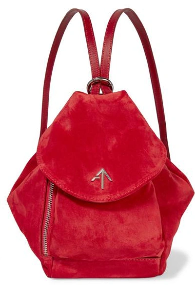 Shop Manu Atelier Fernweh Mini Leather-trimmed Suede Backpack