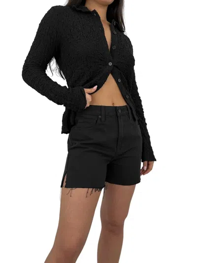 HIDDEN RAW HEM MONOCHROME SHORTS IN BLACK 