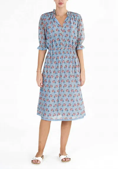 Mabe Ara Print Midi Dress In Blue In Blue