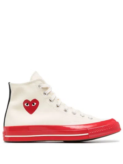 Comme Des Garçons Play Off-white & Red Converse Edition Play Chuck 70 High-top Sneakers In White