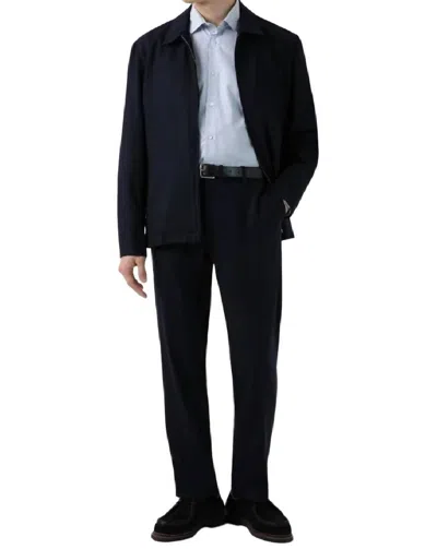 Sunspel Textured Wool Trouser In Navy In Blue