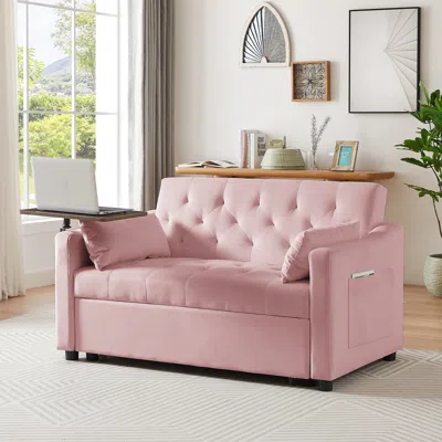 Streamdale Furniture Streamdale Pink Velvet Sofa Bed