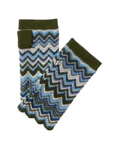 Forte Cashmere Zig Zag Stitch Cashmere Texting Gloves In Beige