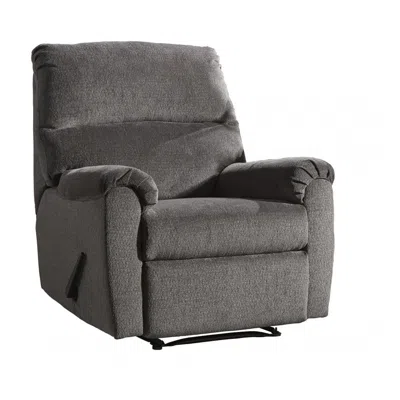 FURNIZZEME FABRIC UPHOLSTERED ZERO WALL RECLINER WITH PILLOW TOP ARMRESTS, GRAY 