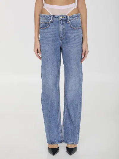 Shop Alexander Wang Pre-styled Underwear Straight-leg Jeans In Purple