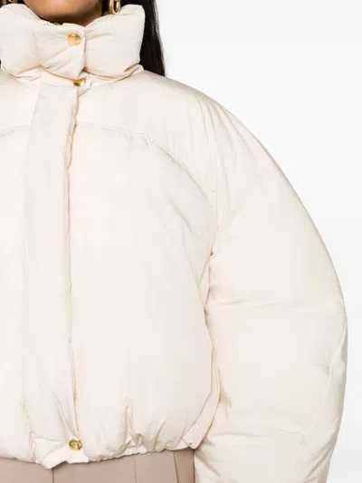 Shop Jacquemus Mini Funnel Neck Down Jacket In White