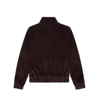 Sporty And Rich Ny Crest Velour Track Jacket In Chocolate