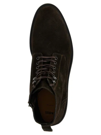 Hugo Boss Suede Ankle Boots In Brown