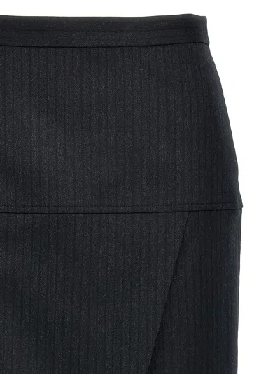 Fendi Zip-embellished Velvet Maxi Skirt In Gray