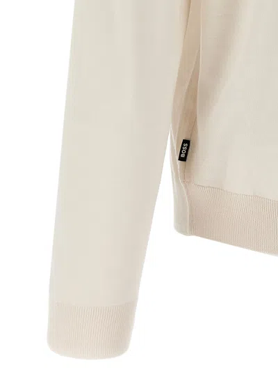 Hugo Boss Logo-embroidered Cotton Jumper In White