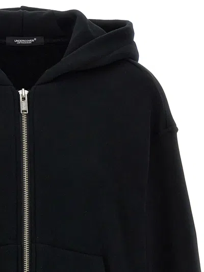 Undercover Two-material Hoodie With Asymmetrical Wool Inserts In Black