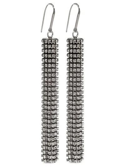 Isabel Marant Dangling Rhinestone Drop Earrings In Silver