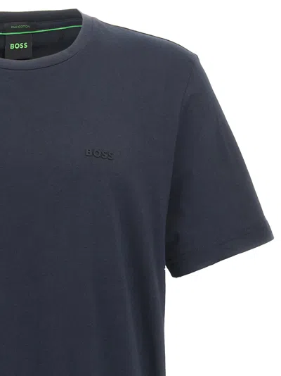Hugo Boss Boss Men Cotton Jersey T-shirt With Logo In Blue