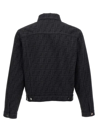 Fendi Ff Denim Jacket In Black