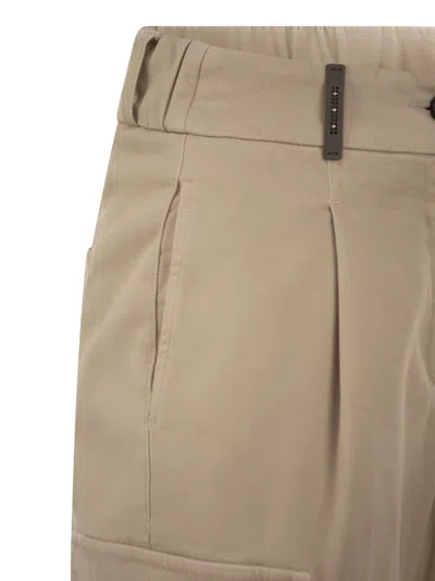 Peserico Women Cargo Carrot Trousers In Cotton Gabardine In Light Brown