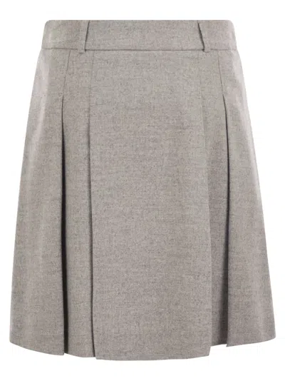 Peserico Women Short Skirt In Wool And Viscose In Grey