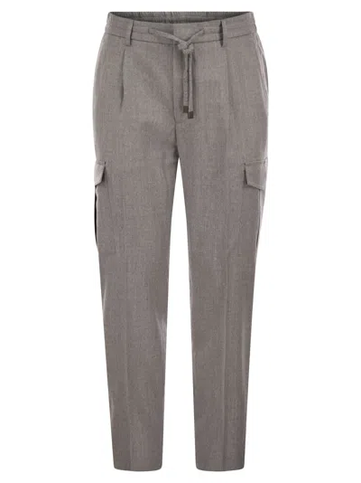 Peserico Men's Wool, Silk And Cashmere Jogger Trousers In Grey