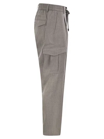 Peserico Men's Wool, Silk And Cashmere Jogger Trousers In Grey