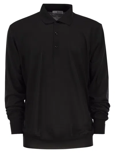 Pt Torino Wool Polo Shirt In Black