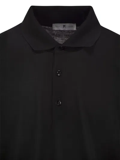 Pt Torino Wool Polo Shirt In Black