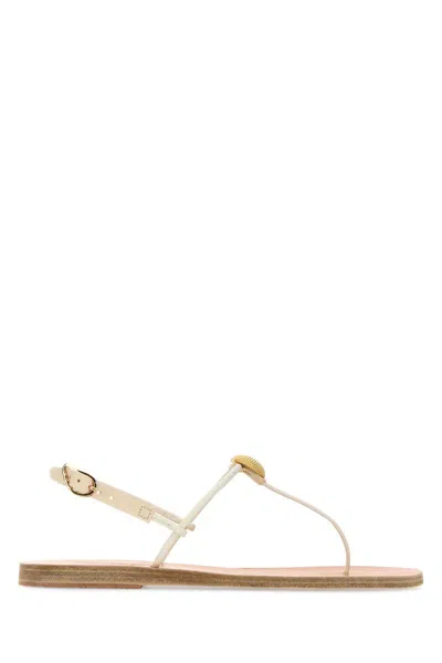 Ancient Greek Sandals White Leather Dimitra Thong Sandals In White
