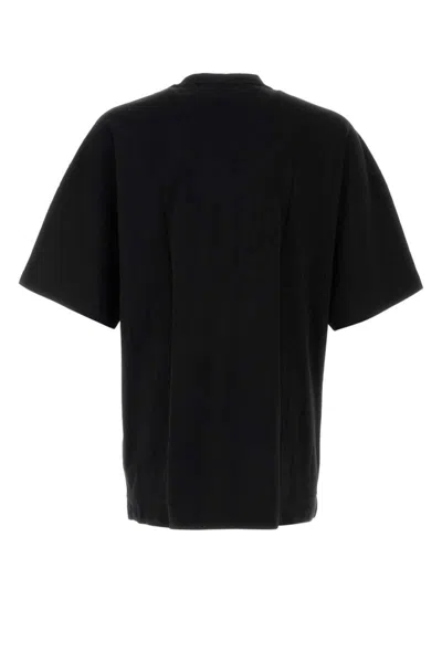 Oamc Black Cotton T-shirt In Black