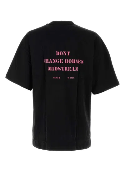 Oamc Logo-print Cotton T-shirt In Black