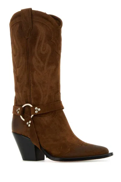 Sonora Stivali Santa Fe Belt In Pelle Scamosciata Marrone Donna In Brown