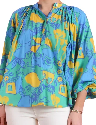 De Loreta Kaia Blouse In Rito Verde In Multi