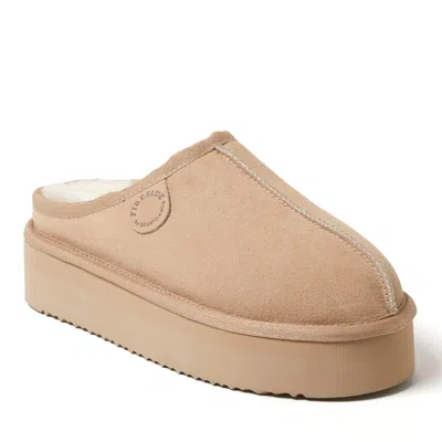 Dearfoams Fireside Queenstown Genuine Shearling Platform Clog Slipper In Beige