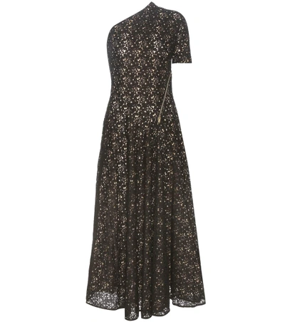 Shop Stella Mccartney Asymmetrical Cotton-blend Lace Dress In Black