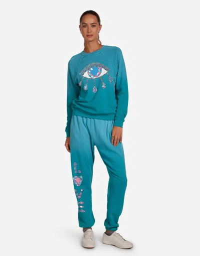 Lauren Moshi Anela Diamond Evil Eye In Ultra Teal Ombre