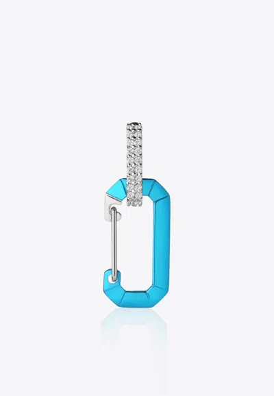 Eéra Special Order - Small Metallic Chiara Single Earring With Diamonds In Blue