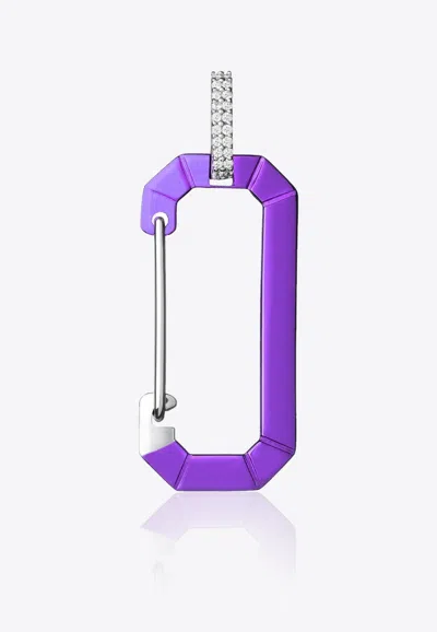 Eéra Special Order - Big Metallic Chiara Single Earring With Diamonds In Purple