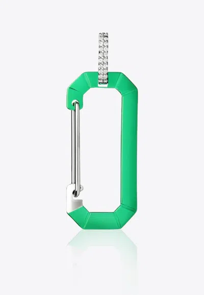 Eéra Special Order - Big Metallic Chiara Single Earring With Diamonds In Green