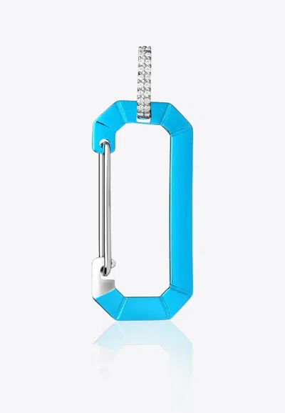 Eéra Special Order - Big Metallic Chiara Single Earring With Diamonds In Blue