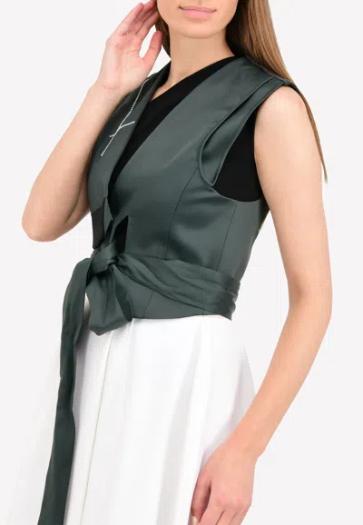 Chalayan Embroidered Waistcoat With Waist Belt In Green