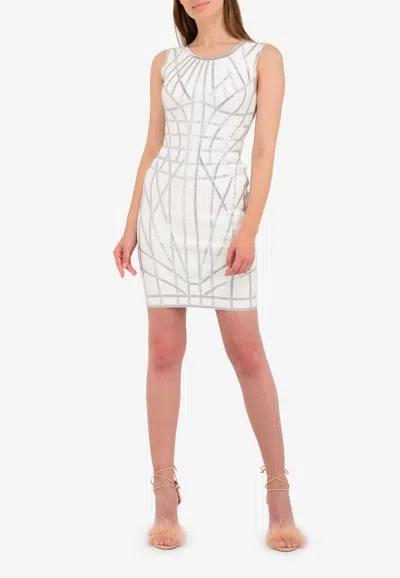 Herve Leger Romee Caged Bandage Mini Dress In White