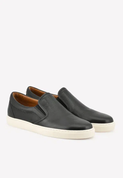 Stemar Slip-on Sneakers In Leather In Grey