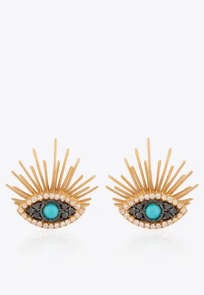 FALAMANK SWEET COLLECTION EARRINGS IN 18-KARAT YELLOW GOLD, BLACK AND WHITE DIAMONDS ER320