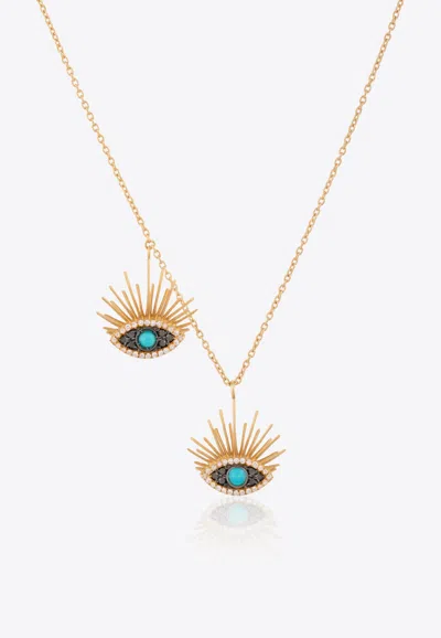 FALAMANK SWEET COLLECTION NECKLACE IN 18-KARAT YELLOW GOLD, BLACK AND WHITE DIAMONDS C305