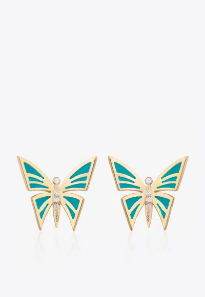 FALAMANK MY DREAM IS TO FLY 18-KARAT YELLOW GOLD STUD EARRINGS WITH DIAMONDS ER361