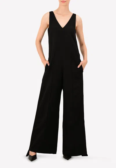 Golden Goose Db Wide-leg Gaia Overalls With Side Strip In Black