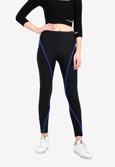 Mugler Piping Detail Scuba-knit Pants In Black