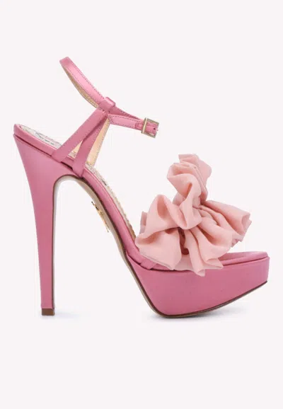 Charlotte Olympia Serine 145 Ruffled Leather Heels In Pink