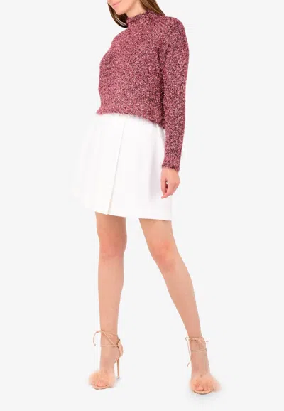 Ellery Vaporize Metallic Knit Long Sleeve Sweater In Pink