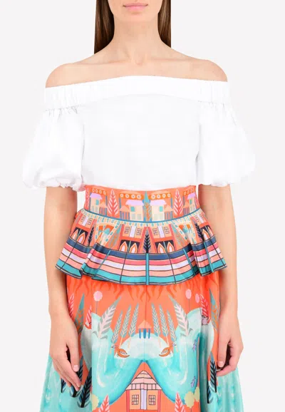 Mugler Off-shoulder Puffed Sleeve Chemise In White